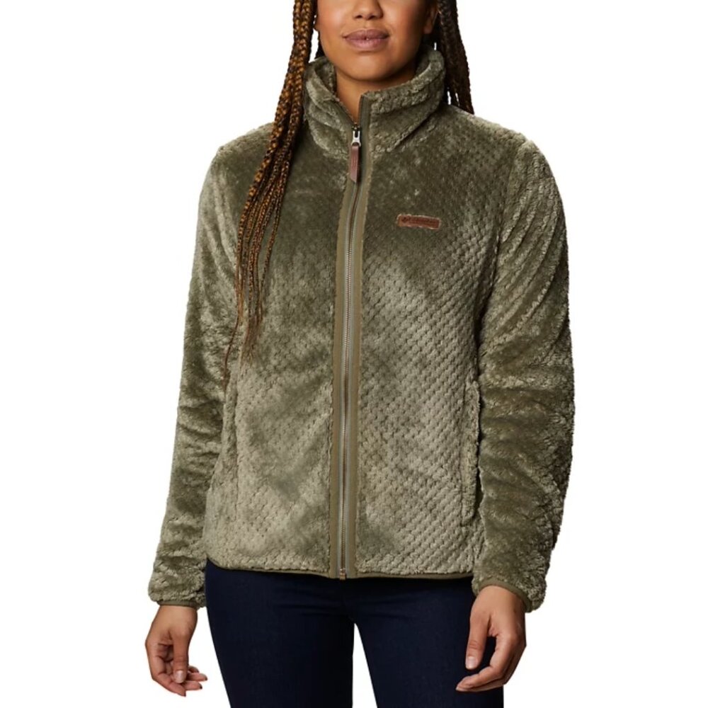 NWT Columbia Fire Side II Sherpa Fleece Jacket Women's XL Stone Green Full Zip